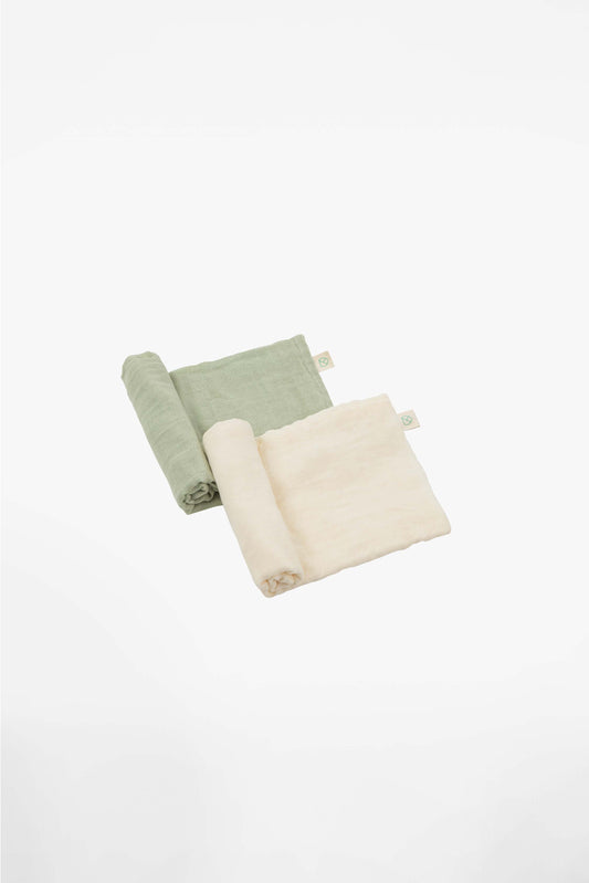 SOFT TOUCH 31x31 BAMBOO newborn muslin cloths - Matcha - Milk