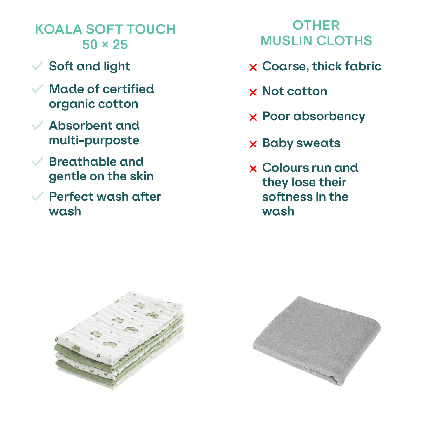 Baby muslin cloths Koala Soft Touch 20x10