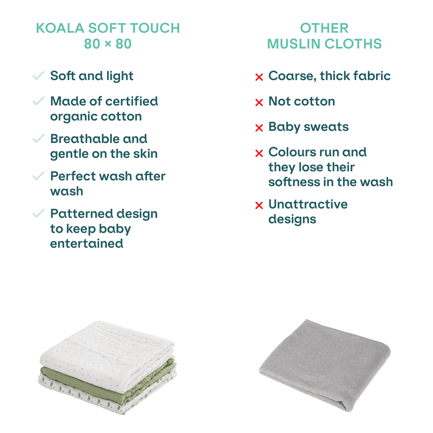 Baby muslin cloths Koala Soft Touch 31x31
