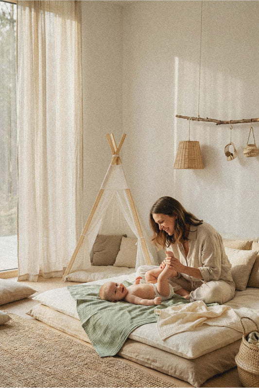SOFT TOUCH 31x31 BAMBOO newborn muslin cloths - Matcha - Milk