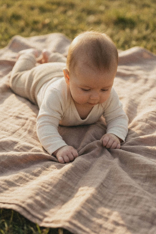 SOFT TOUCH 31x31 BAMBOO newborn muslin cloths - Oat-Cappuccino
