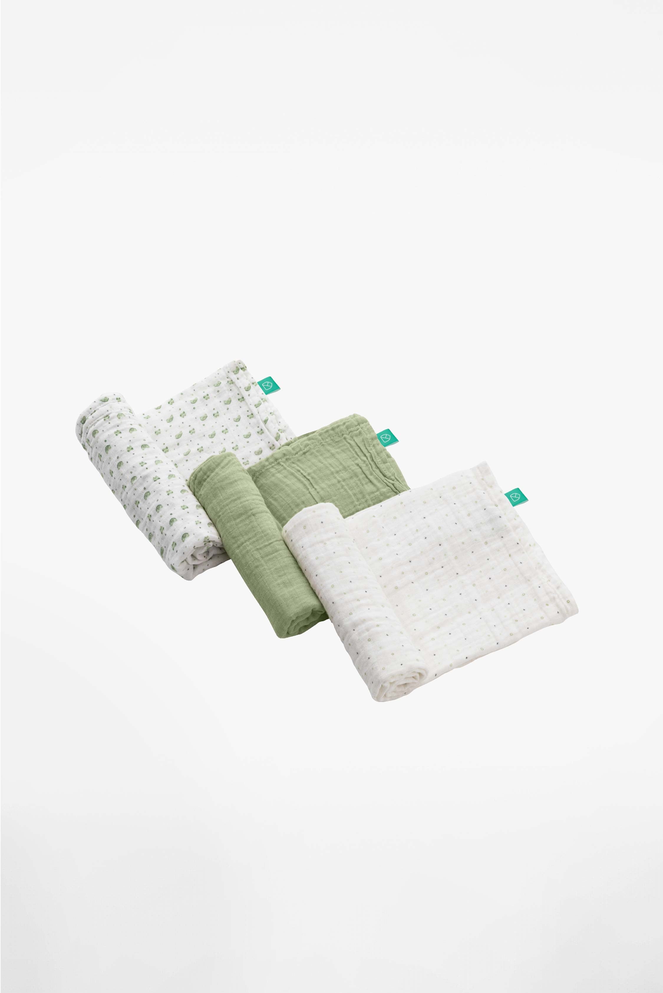 SOFT TOUCH 31x31 Newborn muslin cloths - Sage Green